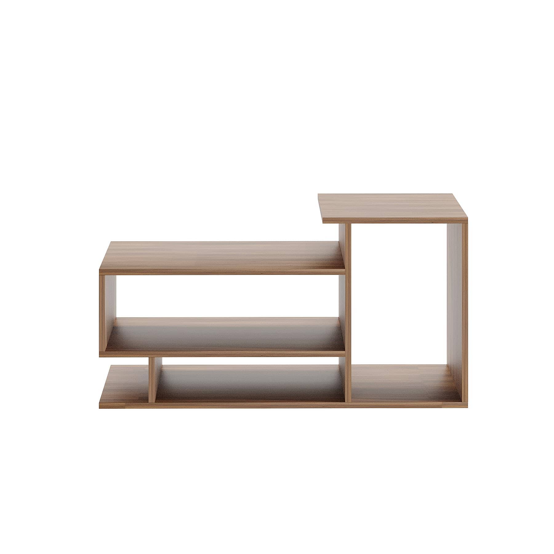 Afaria Modern Engineered Wood Center Table with Storage Shelves (Exotic Teak)