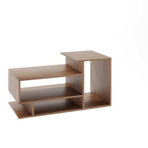 Afaria Modern Engineered Wood Center Table with Storage Shelves (Exotic Teak)
