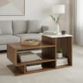 Afaria Modern Engineered Wood Center Table with Storage Shelves (Exotic Teak & White) - photo