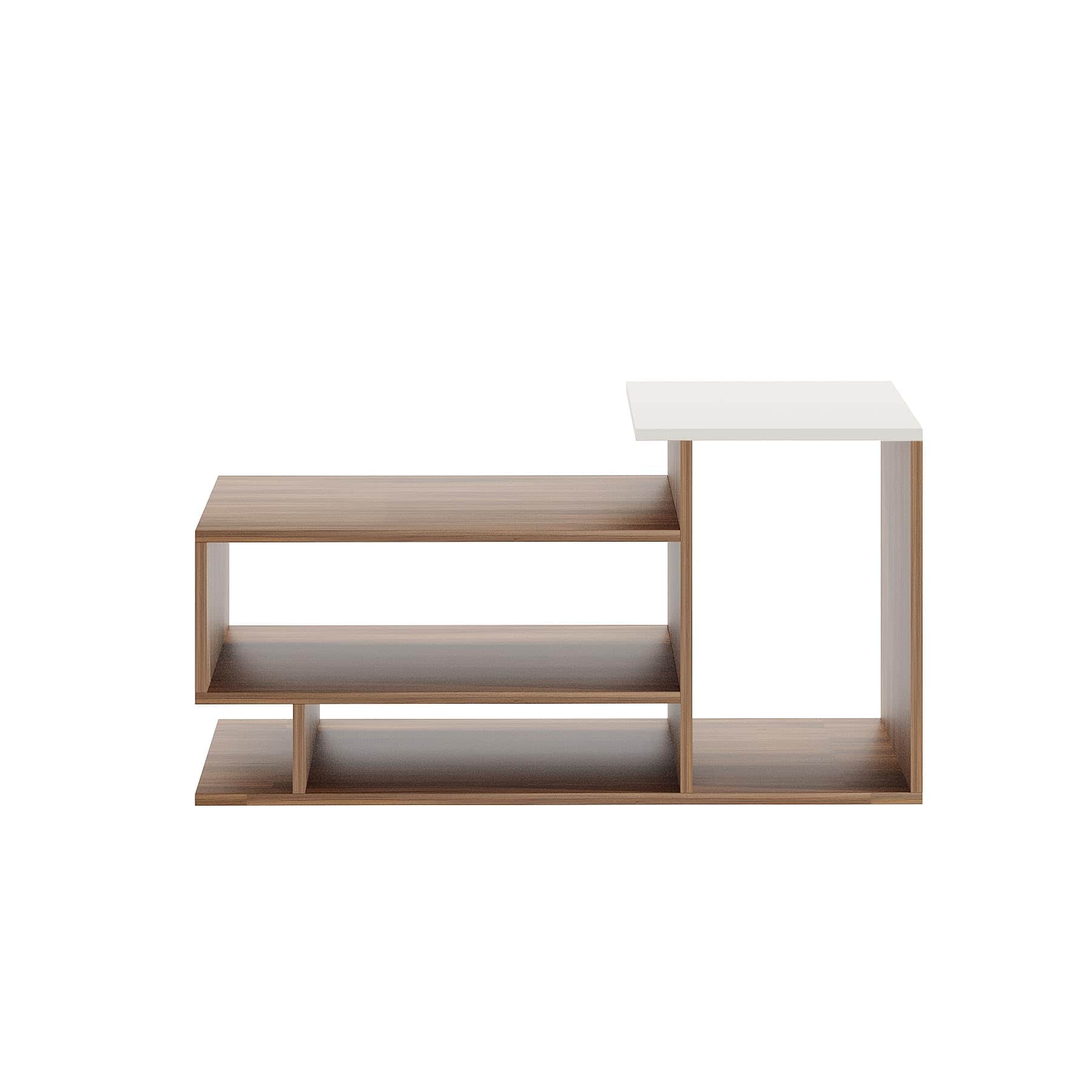 Afaria Modern Engineered Wood Center Table with Storage Shelves (Exotic Teak & White) - right_view