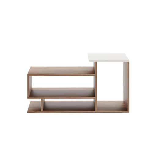 Afaria Modern Engineered Wood Center Table with Storage Shelves (Exotic Teak & White)