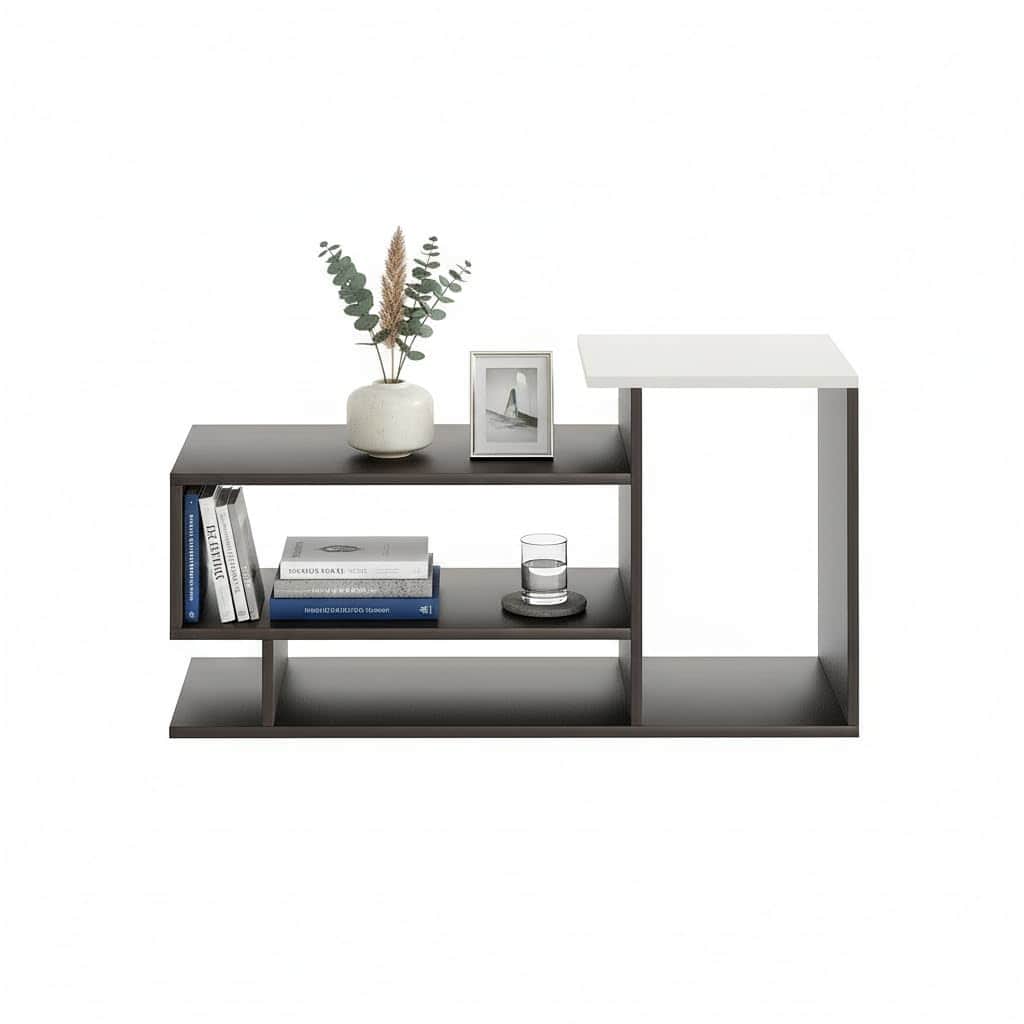 Afaria Modern Engineered Wood Center Table with Storage Shelves (Wenge & White) - left_view