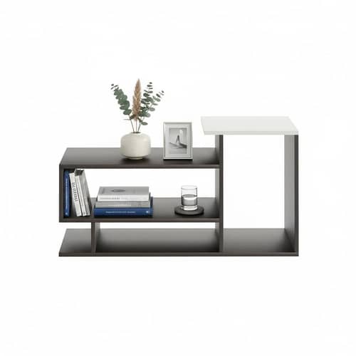 Afaria Modern Engineered Wood Center Table with Storage Shelves (Wenge & White)