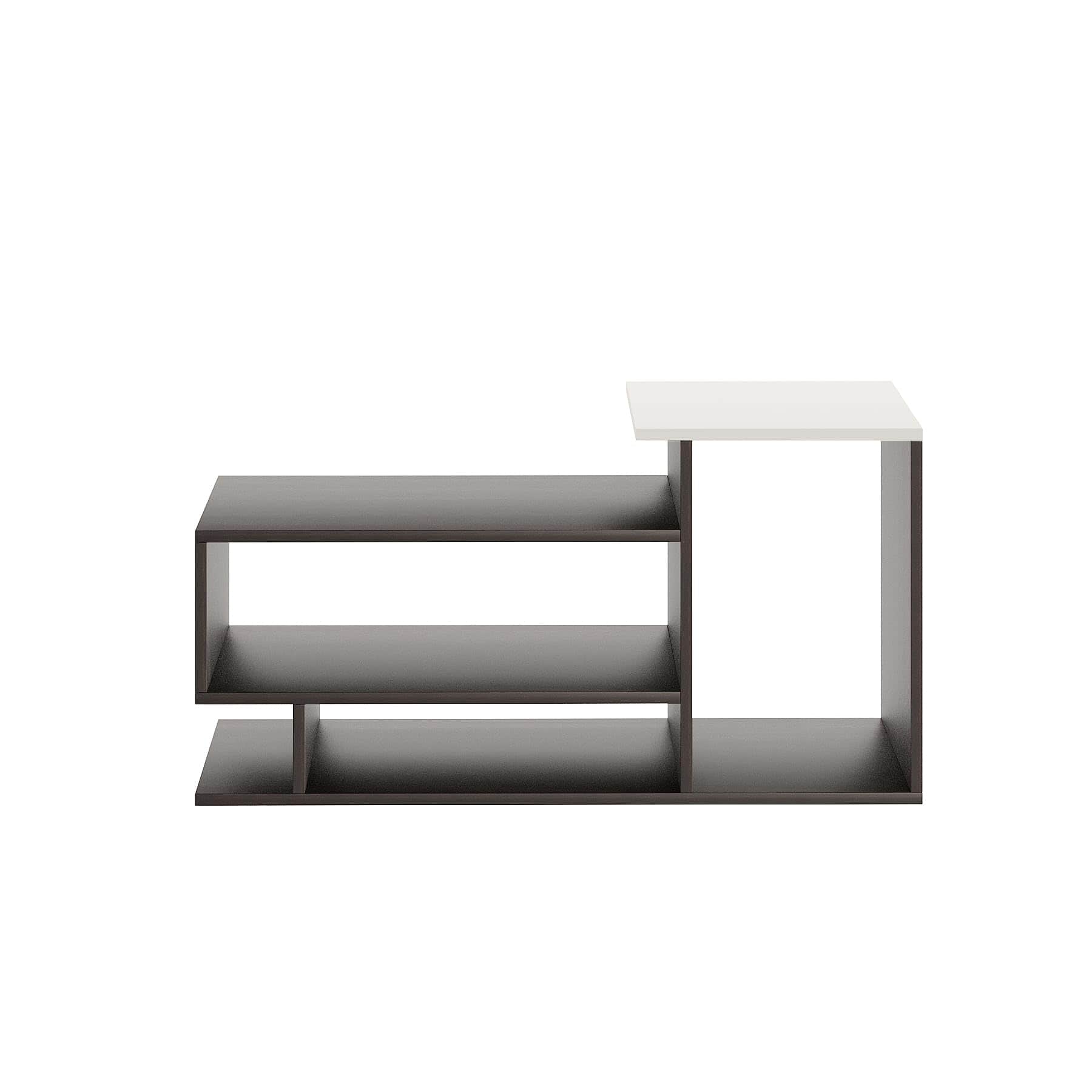 Afaria Modern Engineered Wood Center Table with Storage Shelves (Wenge & White) - right_view