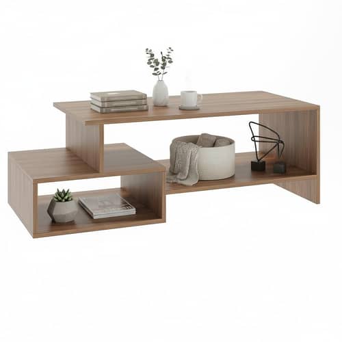 Allium Wooden Center Table with Storage and Open Rack (Exotic Teak)