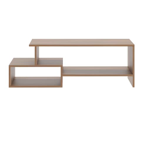 Allium Wooden Center Table with Storage and Open Rack (Exotic Teak)