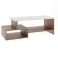Allium Wooden Center Table with Storage and Open Rack (Exotic Teak & White) - right_view
