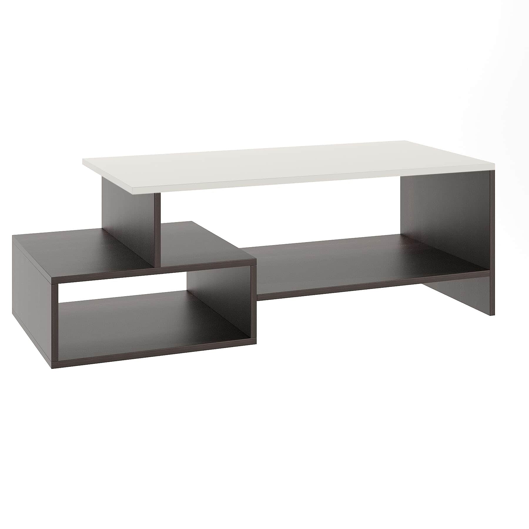 Allium Wooden Coffee Table with Storage and Open Rack (Wenge & White) - left_view