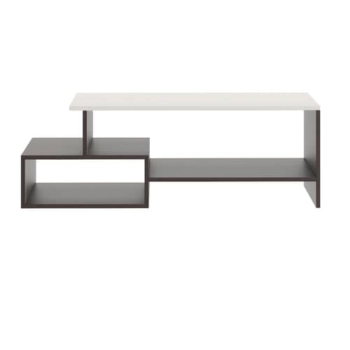 Allium Wooden Coffee Table with Storage and Open Rack (Wenge & White)