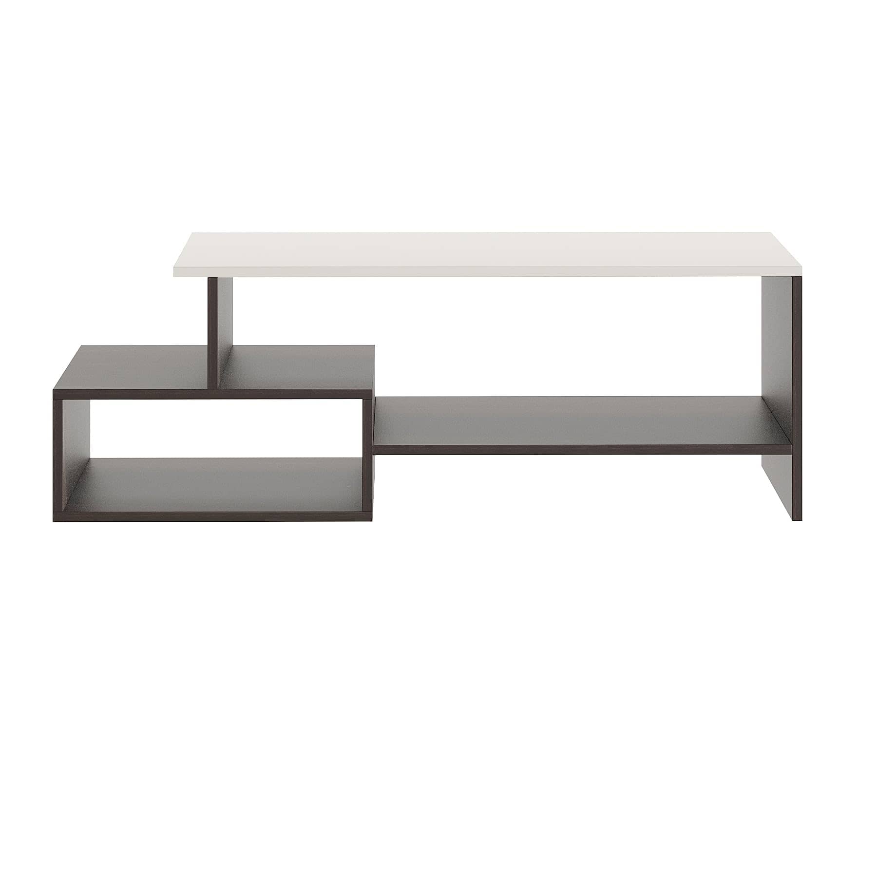Allium Wooden Coffee Table with Storage and Open Rack (Wenge & White)