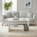 Aster Modern Engineered Wood Center Table with Open Storage Shelves (White) - photo