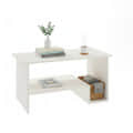 Aster Modern Engineered Wood Center Table with Open Storage Shelves (White) - front_view