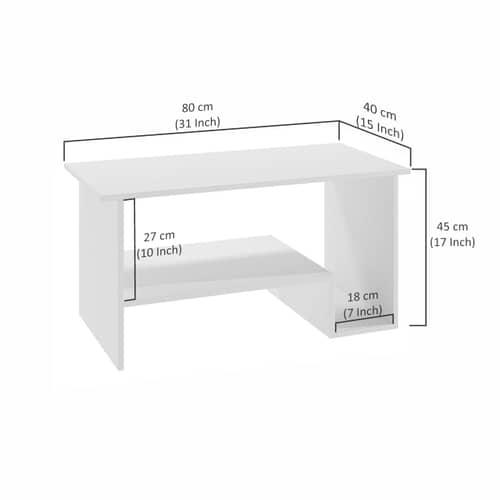 Aster Modern Engineered Wood Center Table with Open Storage Shelves (White)