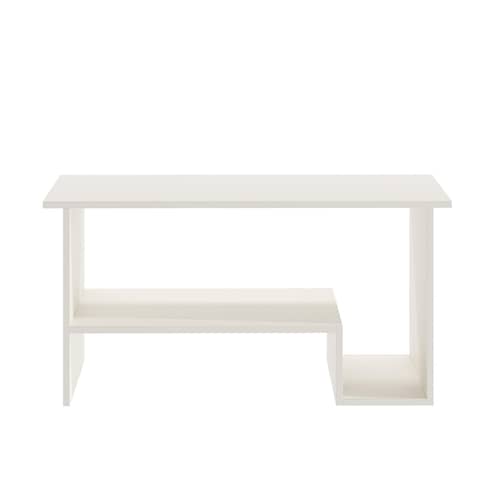 Aster Modern Engineered Wood Center Table with Open Storage Shelves (White)
