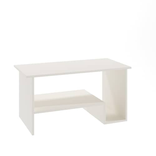 Aster Modern Engineered Wood Center Table with Open Storage Shelves (White)