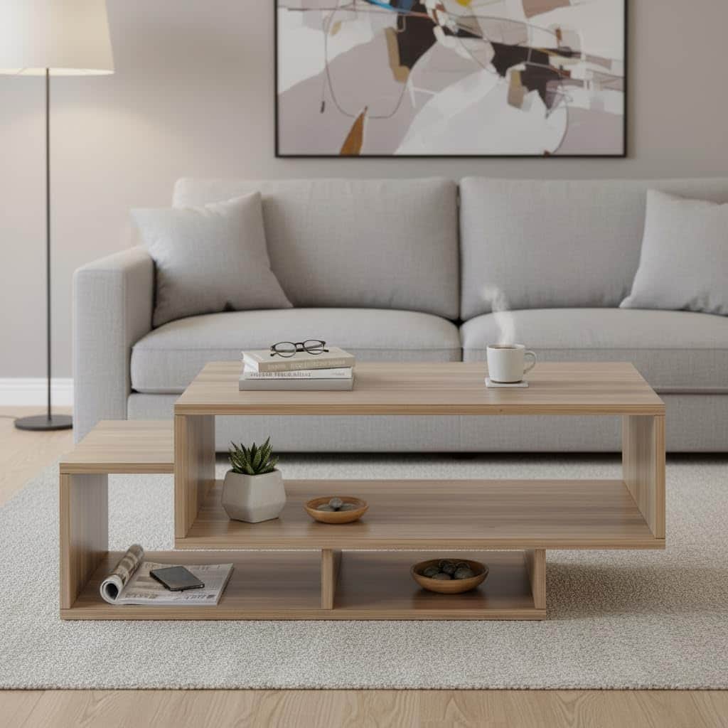 Pearson Modern Engineered Wood Center Table for Sofa Set Matte Finish, Exotic Teak - front_view