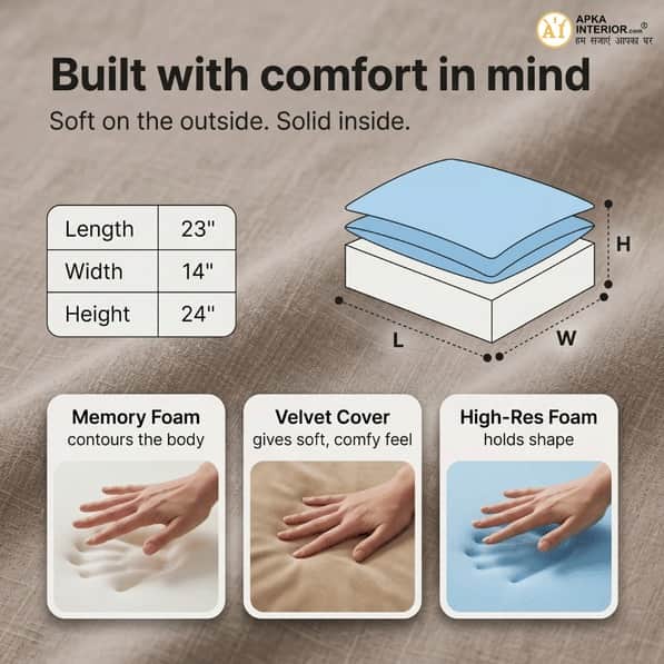 Adjustable Wedge Pillow for Sleeping Foldable Memory Foam Bed Cushion with Removable Cover | Ideal for Leg / Neck Elevation - front_view