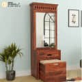 Sheesham Wood Dressing Table with Mirror with Seating Stool (24x16x77 Inches) - photo