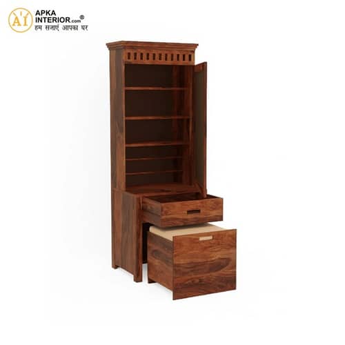 Sheesham Wood Dressing Table with Mirror with Seating Stool (24x16x77 Inches)