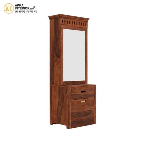 Sheesham Wood Dressing Table with Mirror with Seating Stool (24x16x77 Inches)