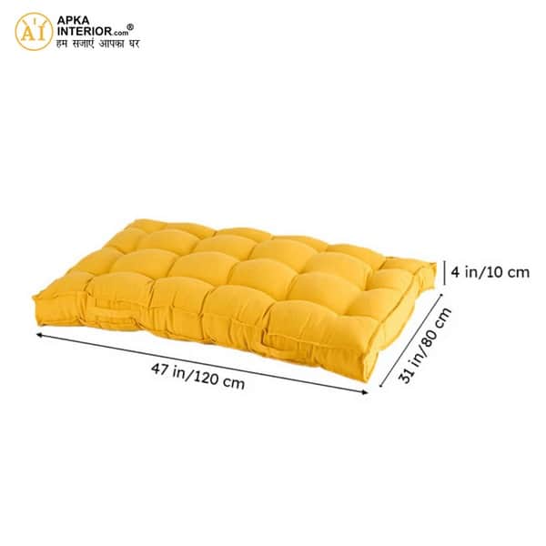 Veloura Floor Cushion (Yellow) - Set Of Two with Pillows - front_view