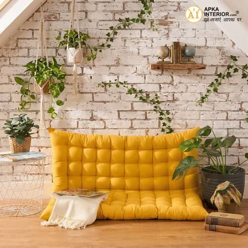 Amber Bliss Floor Cushion (Mustard Yellow) - Set Of Two