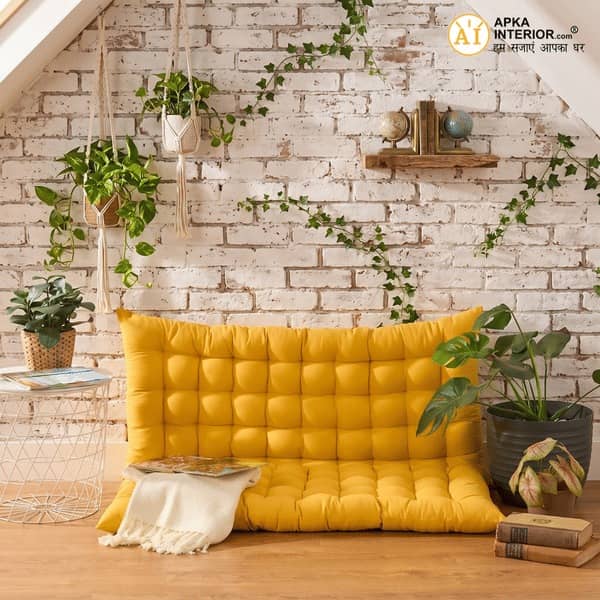 Amber Bliss Floor Cushion (Mustard Yellow) - Set Of Two