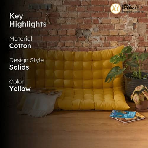 Amber Bliss Floor Cushion (Mustard Yellow) - Set Of Two
