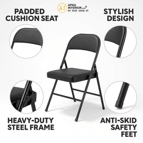 Heavy Duty Folding Chair with Padded Cushion Seat & Backrest