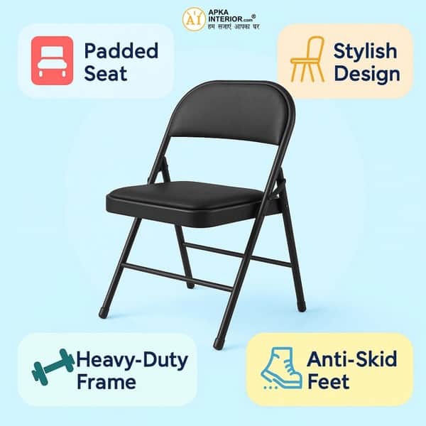 Heavy Duty Folding Chair with Padded Cushion Seat & Backrest - rear_view