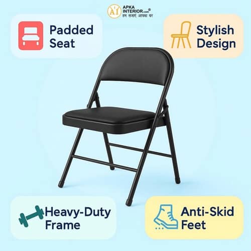 Heavy Duty Folding Chair with Padded Cushion Seat & Backrest