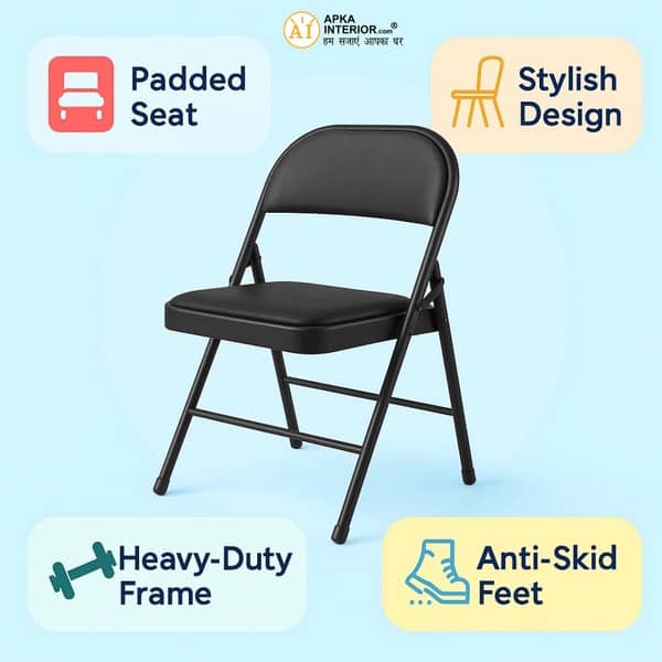 Heavy Duty Folding Chair with Padded Cushion Seat & Backrest