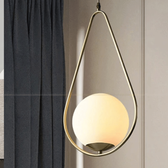 Gold Metal Single Hanging Light - front_view