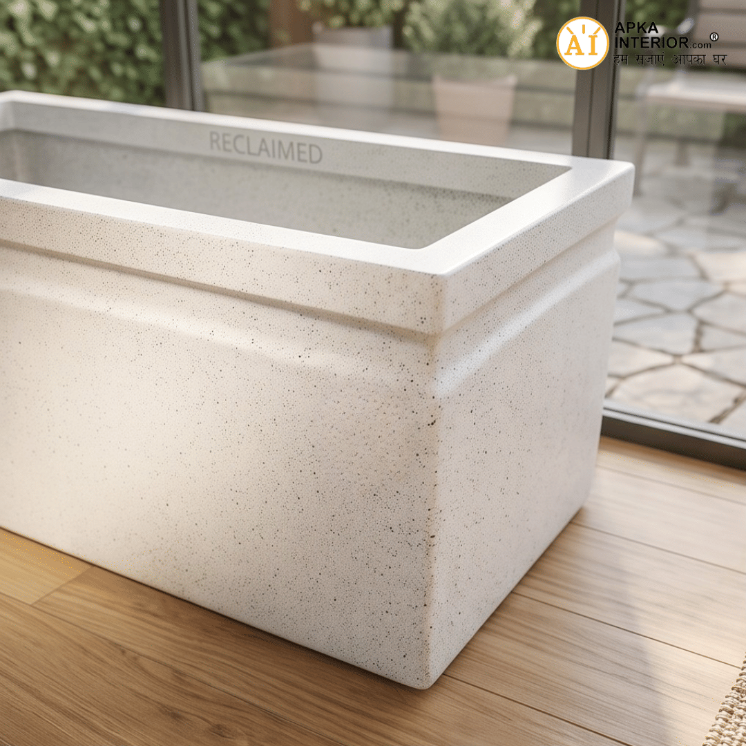 Kwid Window Planter (24x11x11) Inch (Marble White) - rear_view