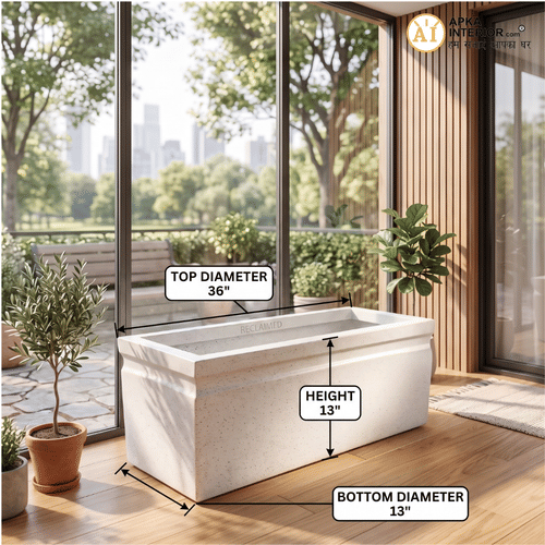 Apkainterior Kwid Window Planter (36x13x13) Inch (Marble White)