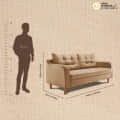 Apkainterior Ease Fabric 3 Seater Sofa (Finish Color - Latte) (71x32x34 Inches) - front_view