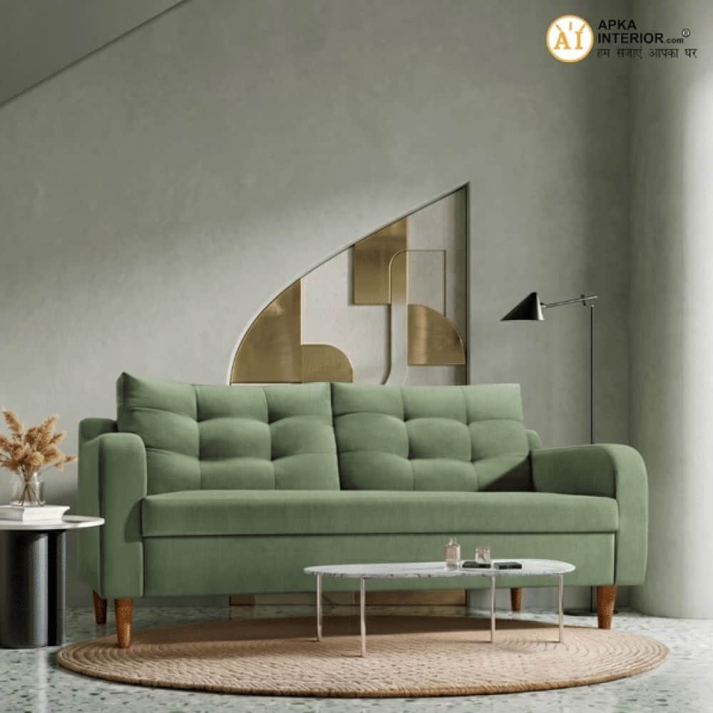 Ease Fabric 3 Seater Sofa (Finish Color - Chive) (71x32x34 Inches) - photo