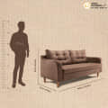 Ease Fabric 3 Seater Sofa (Finish Color - Cocoa Brown) (71x32x34 Inches) - front_view