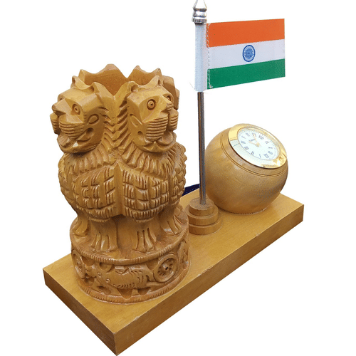 Wooden pen holder decor showpiece