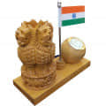 Wooden pen holder decor showpiece - front_view