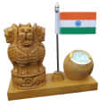 Wooden pen holder decor showpiece - top_view