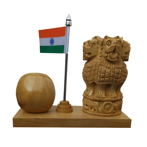 Wooden pen holder decor showpiece