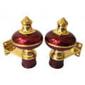 Mandir Curtain Bracket 1 inch (25mm) Maroon Gold Finish – 1 Pair - front_view