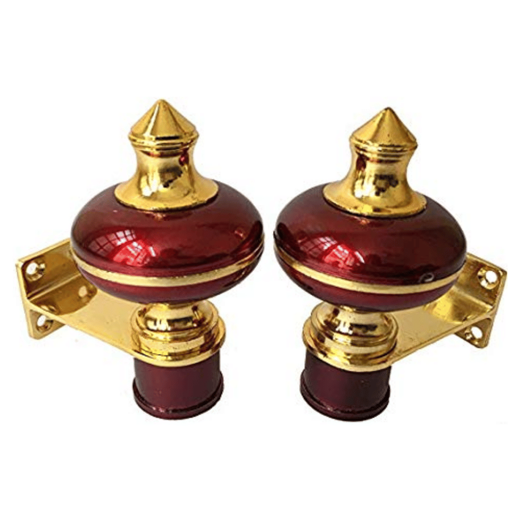 Mandir Curtain Bracket 1 inch (25mm) Maroon Gold Finish – 1 Pair - rear_view