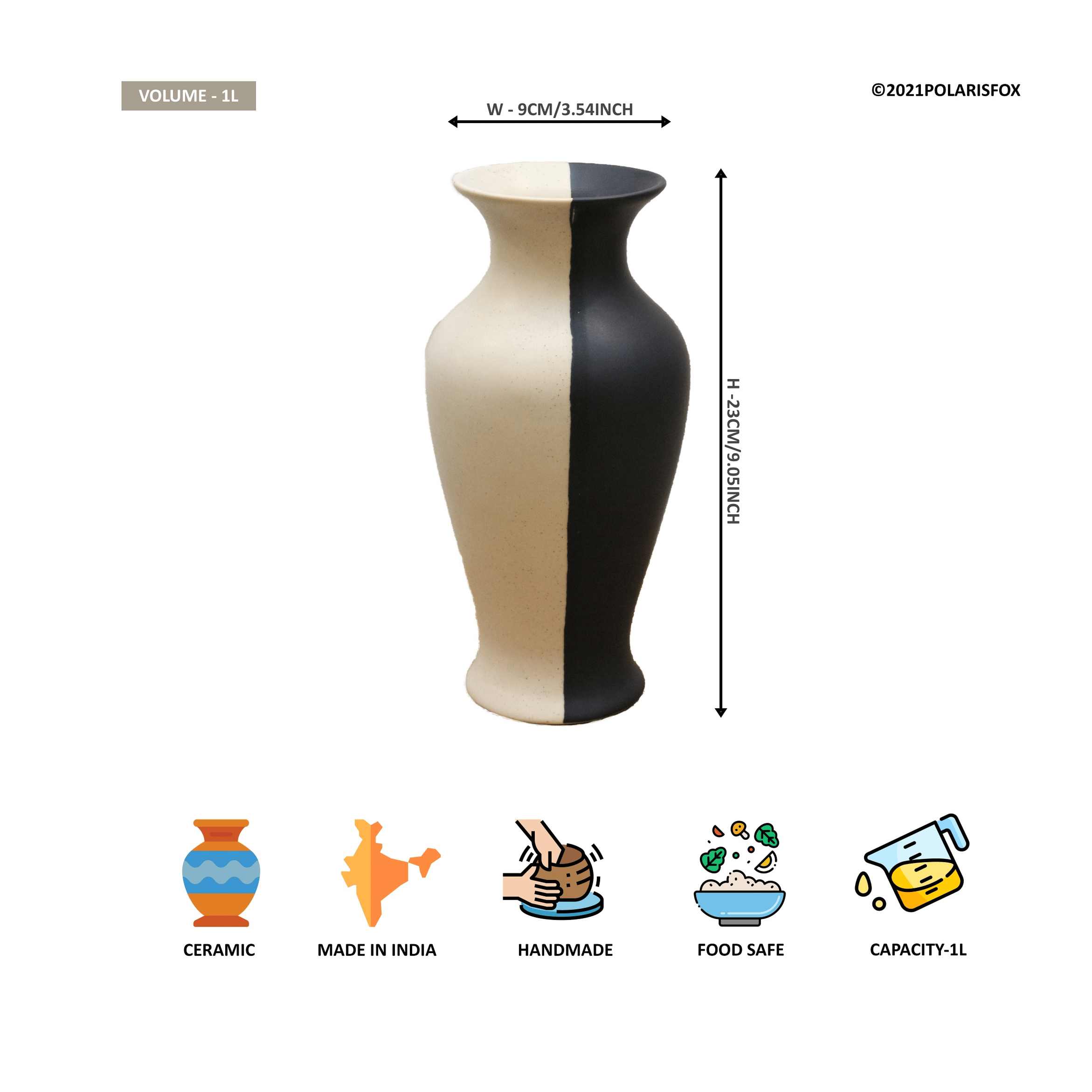 Ceramic Vase Matt Finish - top_view