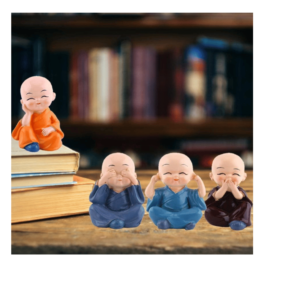 Monk Resin Creative Monk Ornament Doll Mini Buddha Statue for Car Interior - front_view