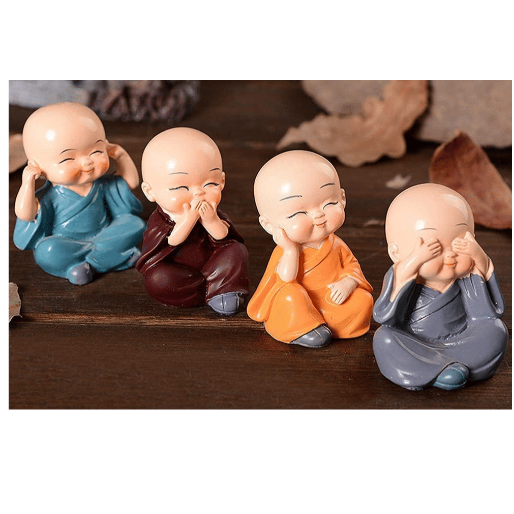 Monk Resin Creative Monk Ornament Doll Mini Buddha Statue for Car Interior - rear_view