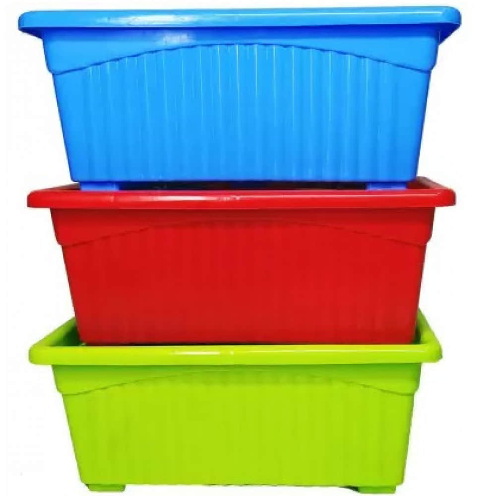 Plastic Plastic Rectangular Flower pots (Set of 3) - photo