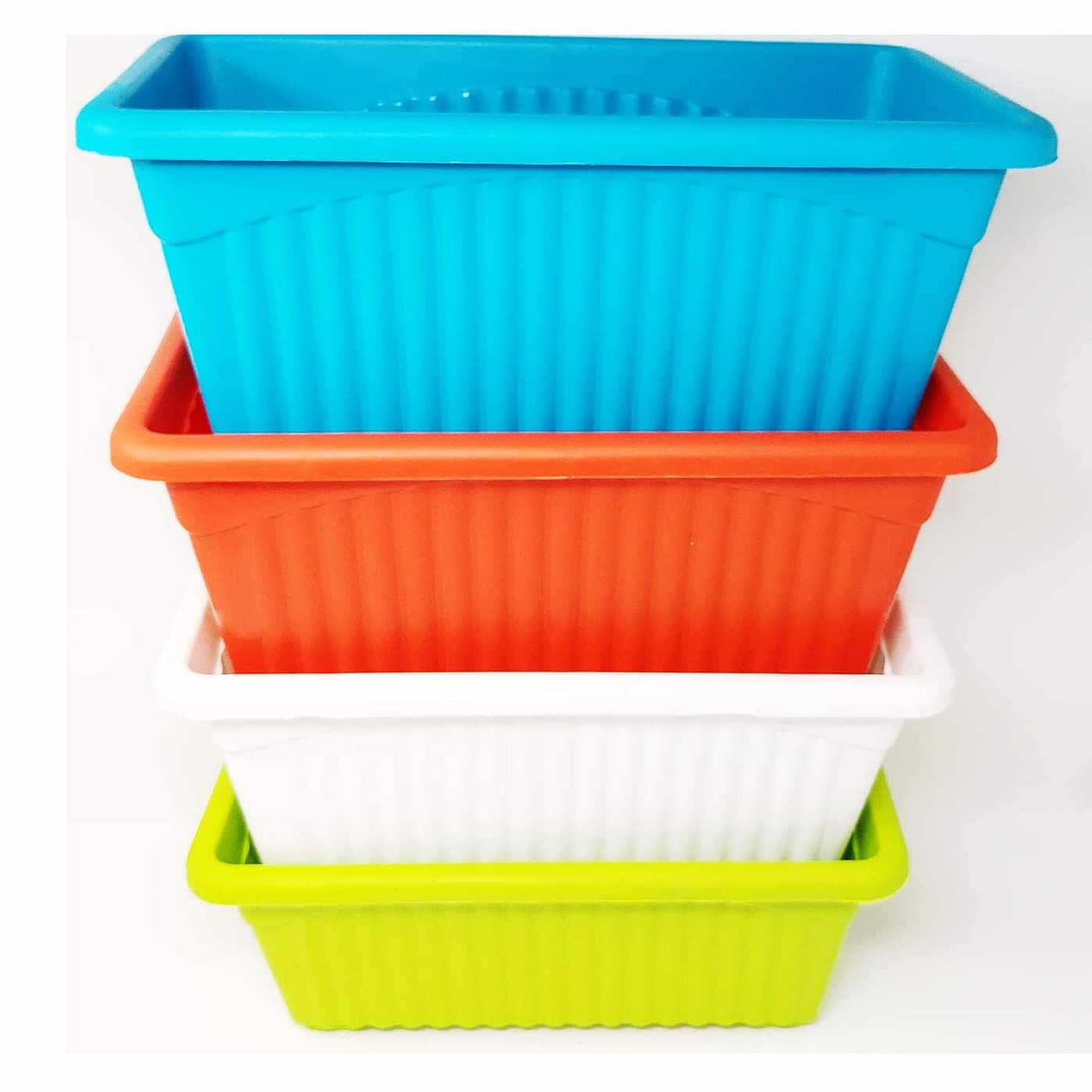 Plastic Rectangular Flower pots (Set of 4) - photo