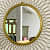 Engineered Iron Round Wall Mirror in Golden Colour - front_view